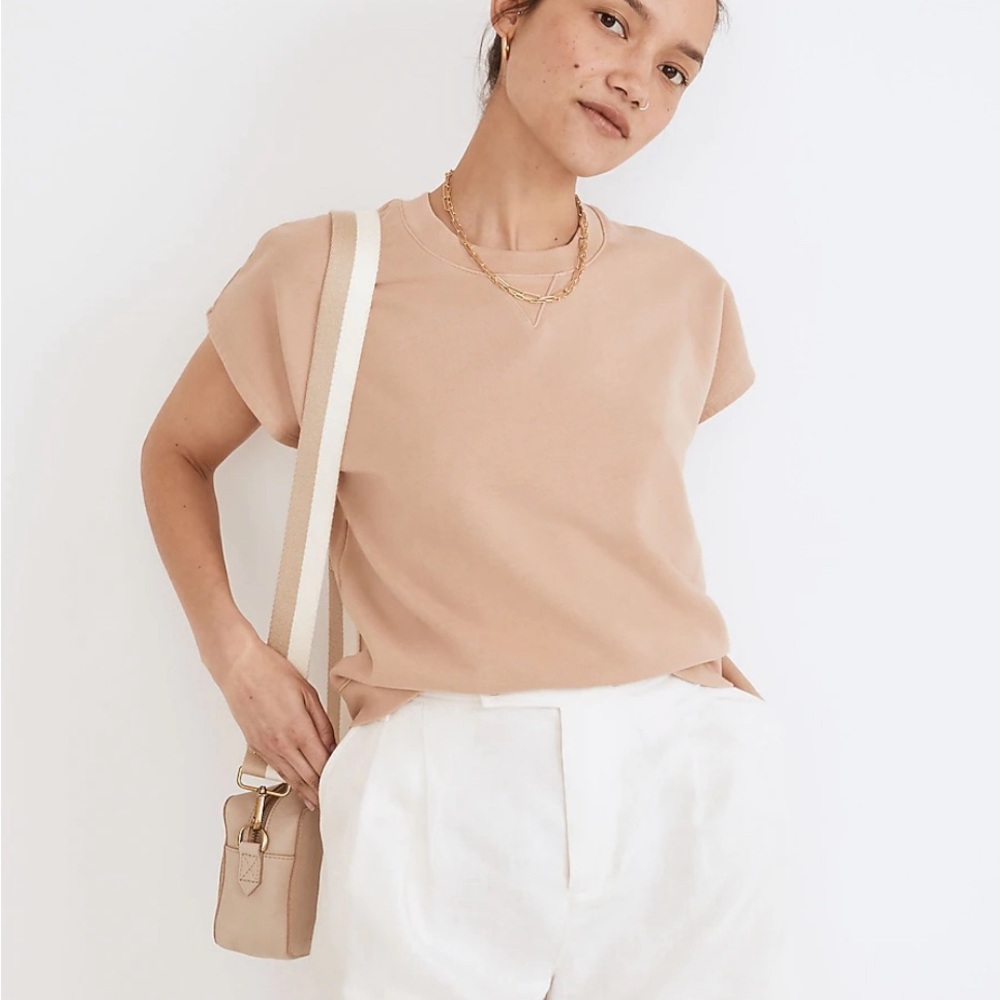 Madewell Resourced Cotton Short Sleeved Relaxed Sweatshirt XS